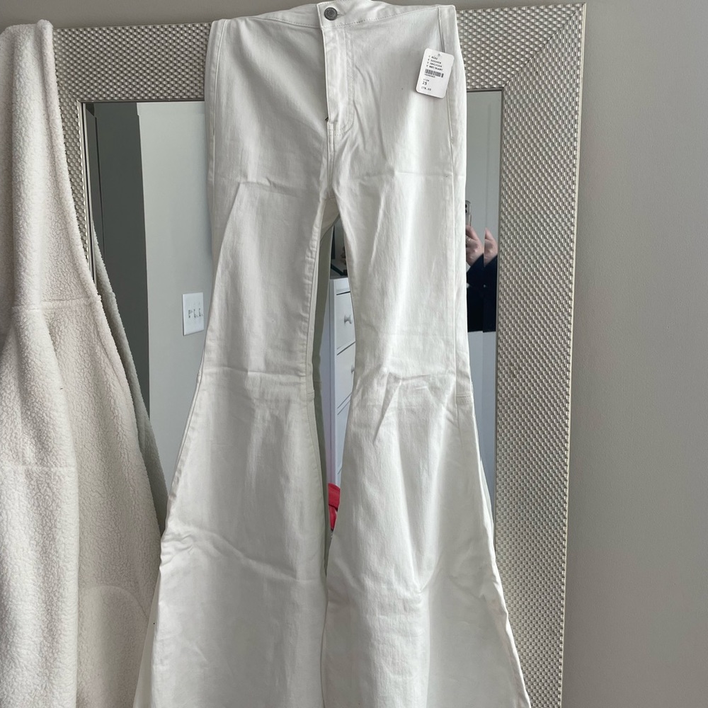 Free People white flare jeans